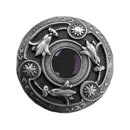 Notting Hill [NHK-161-AP-O] Solid Pewter Cabinet Knob - Jeweled Lily - Onyx Natural Stone - Antique Pewter Finish - 1 3/8&quot; Dia.