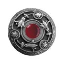 Notting Hill [NHK-161-AP-RC] Solid Pewter Cabinet Knob - Jeweled Lily - Red Carnelian Natural Stone - Antique Pewter Finish - 1 3/8&quot; Dia.
