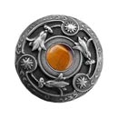 Notting Hill [NHK-161-AP-TE] Solid Pewter Cabinet Knob - Jeweled Lily - Tiger Eye Natural Stone - Antique Pewter Finish - 1 3/8&quot; Dia.