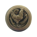 Notting Hill [NHK-167-AB] Solid Pewter Cabinet Knob - Rooster - Antique Brass Finish - 1 7/16" Dia.