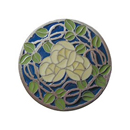 Notting Hill [NHK-171-AP-B] Solid Pewter Cabinet Knob - Delaney's Rose - Blue w/ Antique Pewter Finish - 1 7/16" Dia.