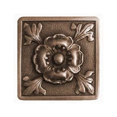 Notting Hill [NHK-175-AB] Solid Pewter Cabinet Knob - Poppy - Antique Brass Finish - 1 3/8&quot; Sq.