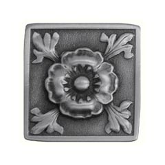 Notting Hill [NHK-175-AP] Solid Pewter Cabinet Knob - Poppy - Antique Pewter Finish - 1 3/8&quot; Sq.