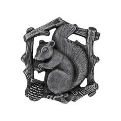 Notting Hill [NHK-177-AP-R] Solid Pewter Cabinet Knob - Grey Squirrel - Right Mount - Antique Pewter Finish - 1 1/2&quot; W