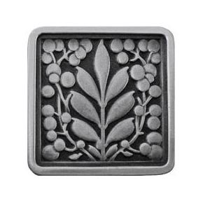 Notting Hill [NHK-179-AP] Solid Pewter Cabinet Knob - Mountain Ash - Antique Pewter Finish - 1 3/8" Sq.