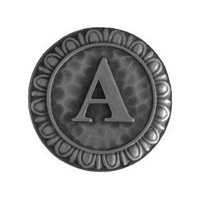 Notting Hill [NHK-180-AP] Solid Pewter Cabinet Knob - Initial A - Antique Pewter Finish - 1 3/8" Dia.