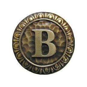 Notting Hill [NHK-181-AB] Solid Pewter Cabinet Knob - Initial B - Antique Brass Finish - 1 3/8" Dia.