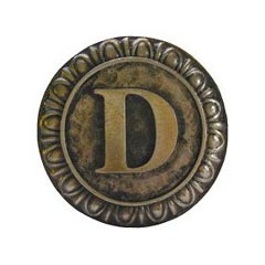 Notting Hill [NHK-183-AB] Solid Pewter Cabinet Knob - Initial D - Antique Brass Finish - 1 3/8&quot; Dia.