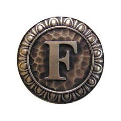 Notting Hill [NHK-185-AB] Solid Pewter Cabinet Knob - Initial F - Antique Brass Finish - 1 3/8&quot; Dia.