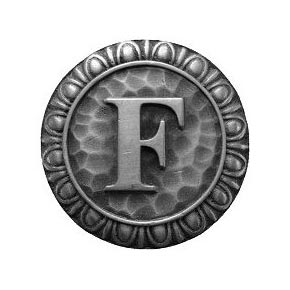 Notting Hill [NHK-185-AP] Solid Pewter Cabinet Knob - Initial F - Antique Pewter Finish - 1 3/8" Dia.