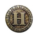 Notting Hill [NHK-187-AB] Solid Pewter Cabinet Knob - Initial H - Antique Brass Finish - 1 3/8" Dia.