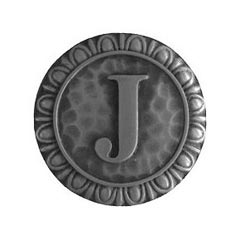 Notting Hill [NHK-189-AP] Solid Pewter Cabinet Knob - Initial J - Antique Pewter Finish - 1 3/8&quot; Dia.