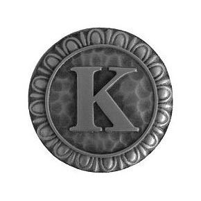 Notting Hill [NHK-190-AP] Solid Pewter Cabinet Knob - Initial K - Antique Pewter Finish - 1 3/8" Dia.