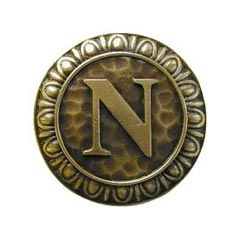 Notting Hill [NHK-193-AB] Solid Pewter Cabinet Knob - Initial N - Antique Brass Finish - 1 3/8&quot; Dia.