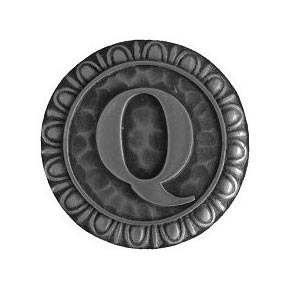 Notting Hill [NHK-196-AP] Solid Pewter Cabinet Knob - Initial Q - Antique Pewter Finish - 1 3/8" Dia.
