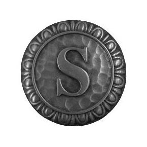Notting Hill [NHK-198-AP] Solid Pewter Cabinet Knob - Initial S - Antique Pewter Finish - 1 3/8" Dia.