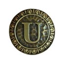 Notting Hill [NHK-200-AB] Solid Pewter Cabinet Knob - Initial U - Antique Brass Finish - 1 3/8&quot; Dia.