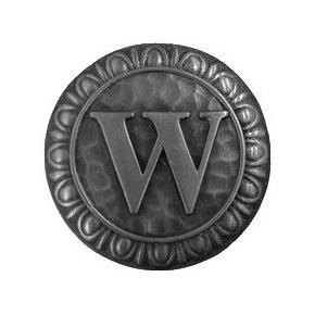 Notting Hill [NHK-202-AP] Solid Pewter Cabinet Knob - Initial W - Antique Pewter Finish - 1 3/8" Dia.