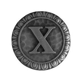 Notting Hill [NHK-203-AP] Solid Pewter Cabinet Knob - Initial X - Antique Pewter Finish - 1 3/8" Dia.