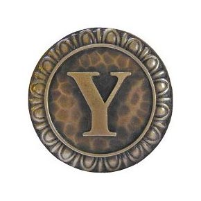 Notting Hill [NHK-204-AB] Solid Pewter Cabinet Knob - Initial Y - Antique Brass Finish - 1 3/8" Dia.