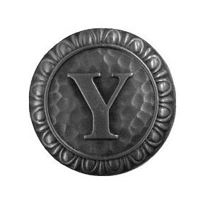 Notting Hill [NHK-204-AP] Solid Pewter Cabinet Knob - Initial Y - Antique Pewter Finish - 1 3/8" Dia.