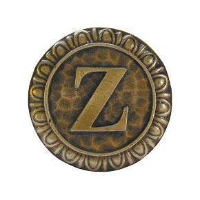 Notting Hill [NHK-205-AB] Solid Pewter Cabinet Knob - Initial Z - Antique Brass Finish - 1 3/8" Dia.