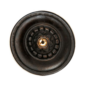 Notting Hill [NHK-210-DB] White Metal Cabinet Knob - Portobello Road w/ Swarovski Crystal - Dark Brass Finish - 1 1/4" Dia.