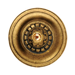 Notting Hill [NHK-210-SG] White Metal Cabinet Knob - Portobello Road w/ Swarovski Crystal - 24K Satin Gold Finish - 1 1/4&quot; Dia.