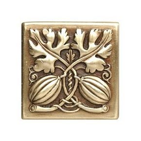 Notting Hill [NHK-251-AB] Solid Pewter Cabinet Knob - Autumn Squash - Antique Brass Finish - 1 1/2" Sq.