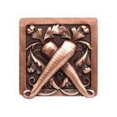Notting Hill [NHK-252-AC] Solid Pewter Cabinet Knob - Leafy Carrot - Antique Copper Finish - 1 1/2" Sq.