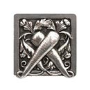 Notting Hill [NHK-252-BP] Solid Pewter Cabinet Knob - Leafy Carrot - Brilliant Pewter Finish - 1 1/2" Sq.