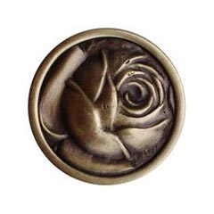 Notting Hill [NHK-280-AB] Solid Pewter Cabinet Knob - McKenna&#39;s Rose - Antique Brass Finish - 1 5/16&quot; Dia.