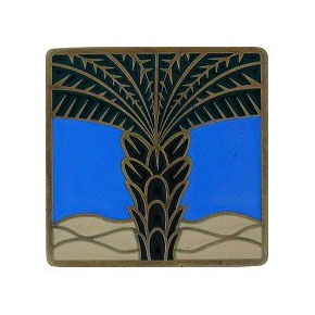 Notting Hill [NHK-321-AB-C] Solid Pewter Cabinet Knob - Royal Palm - Periwinkle - Antique Brass Finish - 1 1/2" Sq.