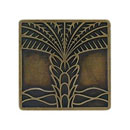 Notting Hill [NHK-321-AB] Solid Pewter Cabinet Knob - Royal Palm - Antique Brass Finish - 1 1/2" Sq.