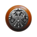 Notting Hill [NHW-701C-BP] Wood Cabinet Knob - Regal Crest - Cherry - Brilliant Pewter Finish - 1 1/2&quot; Dia.