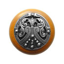 Notting Hill [NHW-701M-AP] Wood Cabinet Knob - Regal Crest - Maple - Antique Pewter Finish - 1 1/2&quot; Dia.