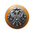 Notting Hill [NHW-701M-BP] Wood Cabinet Knob - Regal Crest - Maple - Brilliant Pewter Finish - 1 1/2" Dia.