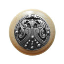 Notting Hill [NHW-701N-AP] Wood Cabinet Knob - Regal Crest - Natural - Antique Pewter Finish - 1 1/2&quot; Dia.