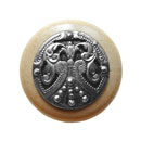 Notting Hill [NHW-701N-BP] Wood Cabinet Knob - Regal Crest - Natural - Brilliant Pewter Finish - 1 1/2" Dia.