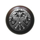 Notting Hill [NHW-701W-BP] Wood Cabinet Knob - Regal Crest - Dark Walnut - Brilliant Pewter Finish - 1 1/2" Dia.