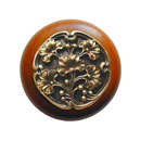 Notting Hill [NHW-702C-AB] Wood Cabinet Knob - Gingko Berry - Cherry - Antique Brass Finish - 1 1/2" Dia.