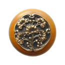 Notting Hill [NHW-702M-AB] Wood Cabinet Knob - Gingko Berry - Maple - Antique Brass Finish - 1 1/2" Dia.