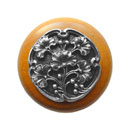 Notting Hill [NHW-702M-AP] Wood Cabinet Knob - Gingko Berry - Maple - Antique Pewter Finish - 1 1/2" Dia.