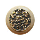 Notting Hill [NHW-702N-AB] Wood Cabinet Knob - Gingko Berry - Natural - Antique Brass Finish - 1 1/2&quot; Dia.