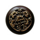 Notting Hill [NHW-702W-AB] Wood Cabinet Knob - Gingko Berry - Dark Walnut - Antique Brass Finish - 1 1/2&quot; Dia.