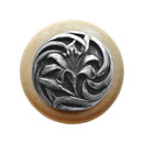Notting Hill [NHW-703N-AP] Wood Cabinet Knob - Tiger Lily - Natural - Antique Pewter Finish - 1 1/2" Dia.