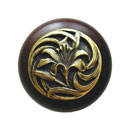 Notting Hill [NHW-703W-AB] Wood Cabinet Knob - Tiger Lily - Dark Walnut - Antique Brass Finish - 1 1/2" Dia.