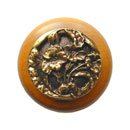 Notting Hill [NHW-704M-AB] Wood Cabinet Knob - Hibiscus - Maple - Antique Brass Finish - 1 1/2&quot; Dia.