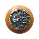 Notting Hill [NHW-704M-AP] Wood Cabinet Knob - Hibiscus - Maple - Antique Pewter Finish - 1 1/2&quot; Dia.