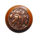 Notting Hill [NHW-705C-AC] Wood Cabinet Knob - Jungle Patrol - Cherry - Antique Copper Finish - 1 1/2" Dia.